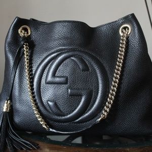 Gucci Soho Shoulder Bag Chain Strap Medium Black